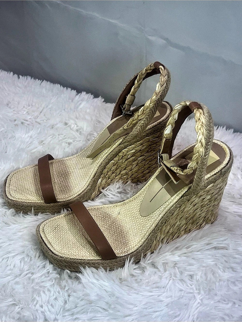 Dolce Vita Aurora Espadrille Wedge Sandals Size 9 Natural Tan Braided